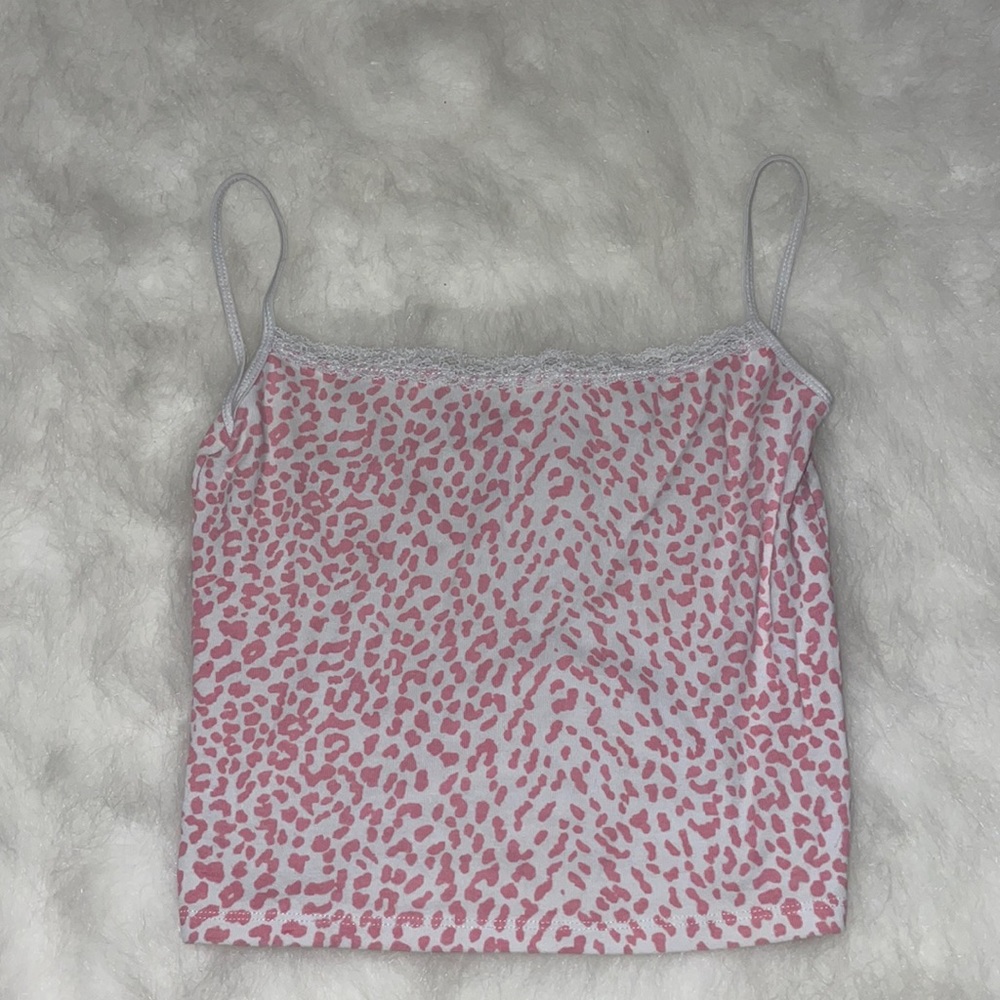 White and Pink Cheetah Tank Top
